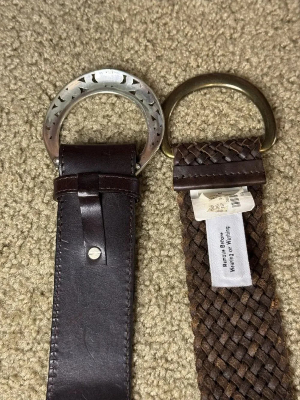 JCREW BRIGHTON Women Woven Brown Leather Belt Sz 34/MEDIUM Western Cowgirl Rodeo